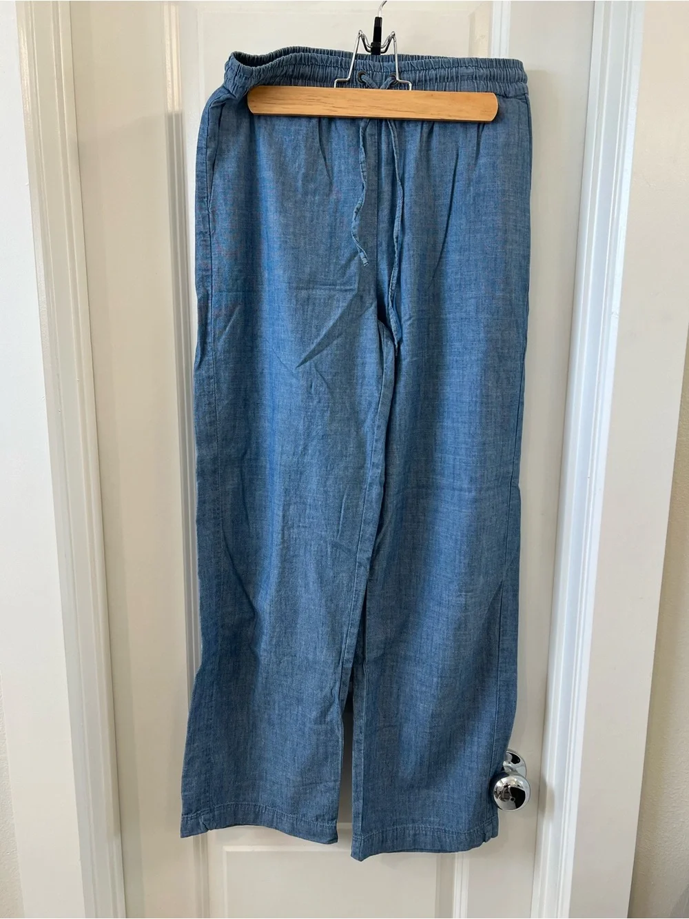 J. Crew Blue Drawstring Linen-Blend Pants